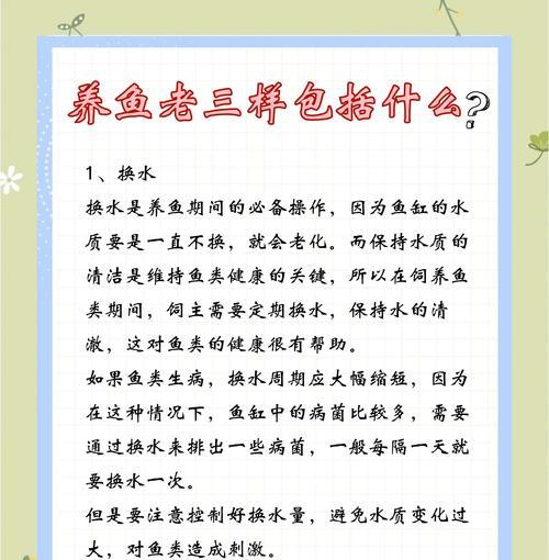 简易养鱼攻略（新手必备技能，让你成为鱼宠专家）